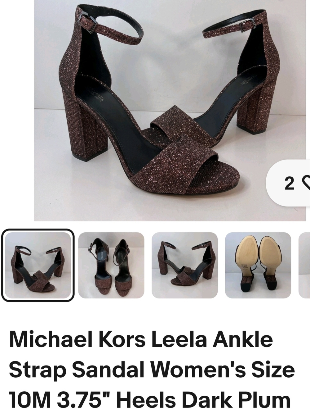 Michael Kors Glitter Ankle-Strap Block Heel Sandals in Dark Plum